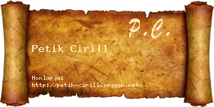 Petik Cirill névjegykártya